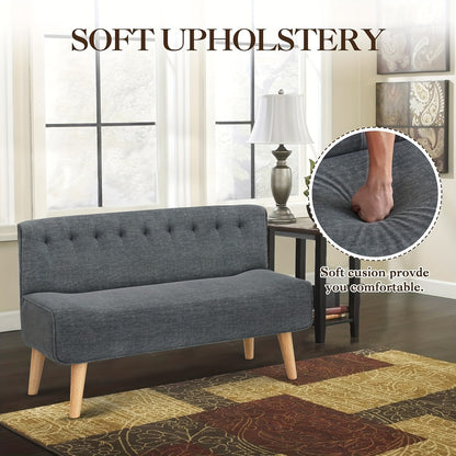 2-Zitsbank – Tweezitsbank – Sofa – Loveseat – Compact Bank – Modern Grijs – Houten Poten – Compact Formaat voor Kleine Ruimtes