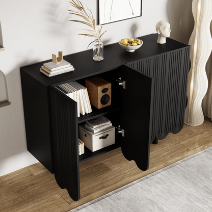 Dressoir – Dressoirkast – Opbergkast – Sideboard – Buffetkast – MDF Zwart – Soft-Close Deuren – Compact Met Veel Bergruimte