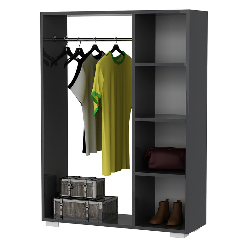 Kledingkast – Garderobekast – Kleerkast – Opbergkast – Dichte Kast – Antraciet – Compact 126x90x30 cm – Stevig Spaanplaat met Kledingstang