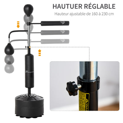 3-in-1 Bokszak Met Standaard – Boksbal – Speedbal – Strijkzak – Stootzak – Verstelbare Hoogte 160-230 cm – Stevige PU Coating En Stalen Basis