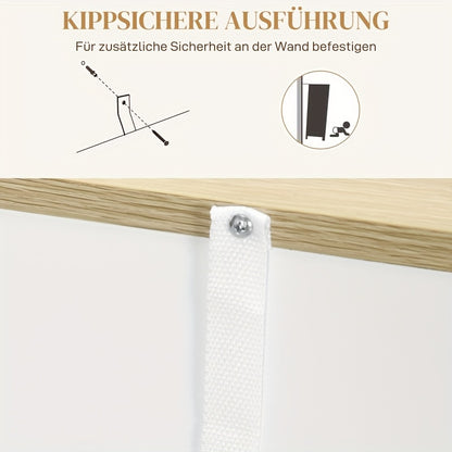 Opbergkast – Keukenkast – Ladekast – Kast – Opbergmeubel – Verstelbare Lades – Kantelbeveiliging – Wit – 68,5 cm Hoog – 3,2 Kubieke Voet Opbergruimte