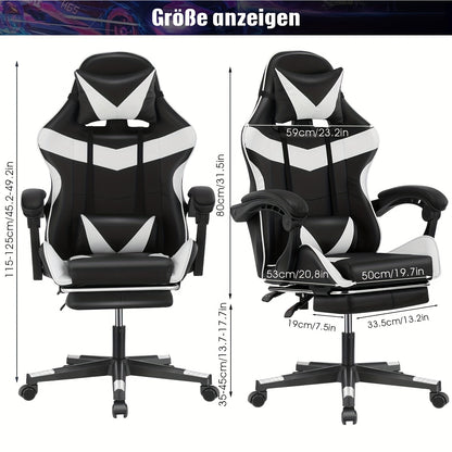 Gamingstoel – Gamestoel – Gaming Chair – Bureaustoel – Game Stoel – Ergonomisch – Verstelbare Hoogte & Voetsteun – 360° Draaibaar Met Rug- en Nekondersteuning – Zwart/ Rood