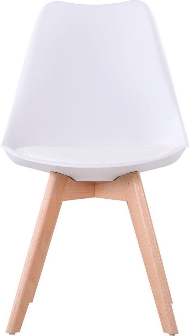 Eetkamer stoelen - Set van 4 - Met Zitvulling Kuipstoel - Tulpen Plastic - Eetkamerstoel - Wit