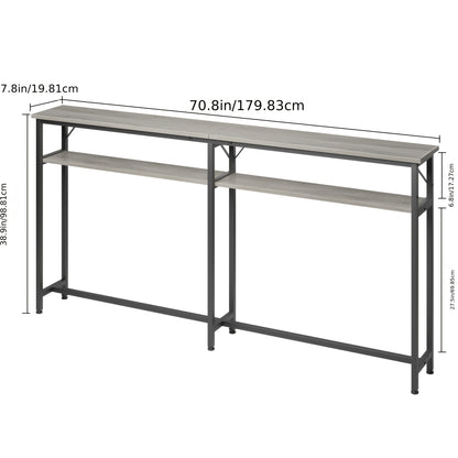 Sidetable – Consoletafel – Wandtafel – Haltafel – Bijzettafel – Industrieel Design – Extra Lang 180 cm – Met Metaal Frame & MDF Planken