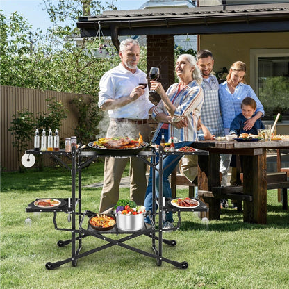 Campingkeuken – Kampeerkeuken – Reiskeuken – Campingkast – Buitenkeuken – Opvouwbaar – Aluminium Werkblad – 4 Inklapbare Zijtafels