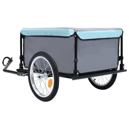 Fietskar – Fietsaanhanger – Bagagekar – Lastenfiets – Transportkar – Zwarte/blauwe stalen frame – Draaggewicht 65 kg – Snelkoppelsysteem