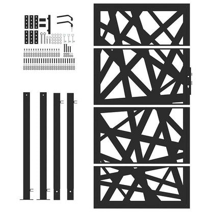 Poort – Tuinpoort – Toegangspoort – Gaaspalenz – Slagpoort – Zwart Stalen Poort – Ingebouwde Verlichting – 105x180 cm