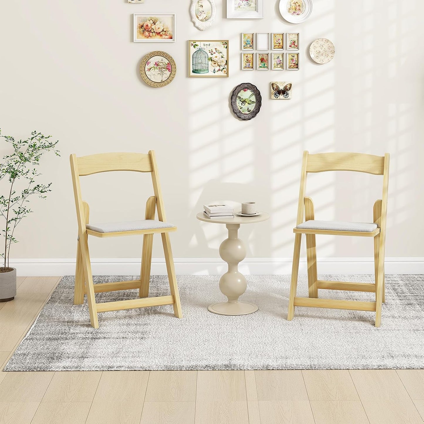 2-Delige Eetkamerstoelenset – Inklapbare Stoelen – Keukenstoelen – Klapstoelen – Bijeenkomststoelen – Rubberhouten Poten – Comfortabele Schuimzitting