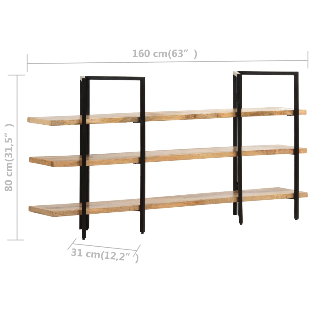 Boekenkast – Boekenrek – Opbergkast – Wandkast – Vakkenkast – Industrieel Design – Massief Mangohout – 31 cm Breed