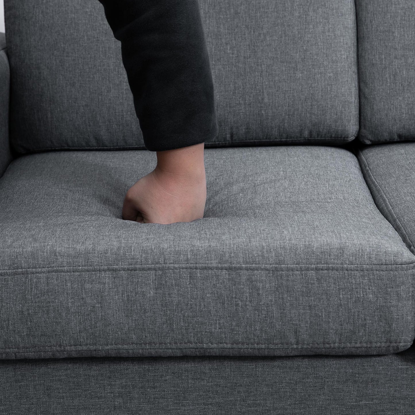 3-zitsbank – sofa – zitbank – loveseat – tweezitsbank – donkergrijs – linnen-look stof – royaal formaat 200 x 82 x 78 cm