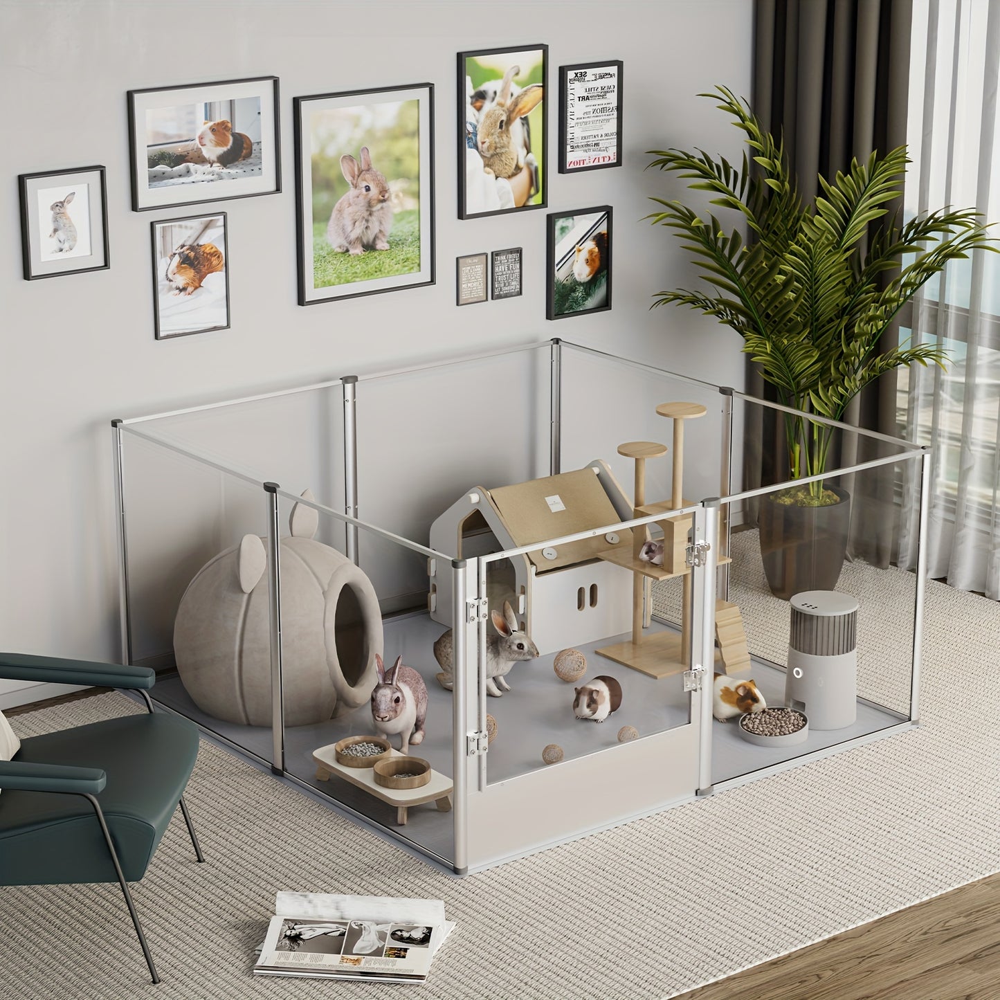 Hondenren – Puppyren – Hondenkennel – Konijnenren – Huisdierenren – Transparant Acryl – Waterdichte Vloer – Stevig en Veilig