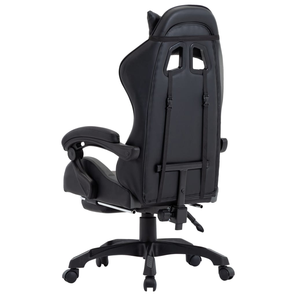 Gamestoel – Gaming Stoel – Game Stoel – Gaming Chair – Bureaustoel – Verstelbare Rugleuning – Inklapbare Voetsteun – Kunstleer – Grijs/Zwart