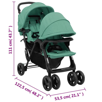 Tandemwagen – Tweelingwagen – Duo Buggy – Duowagen – Bolderwagen – Stevig Stalen Frame – Verstelbaar Zonnescherm