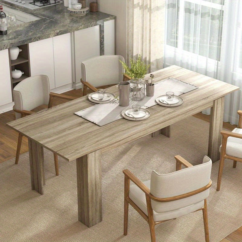Expandable Dining Table Extendable from 180 to 260cm (70.8” to 102.4”), Seats 6-10 People, Quick Assembly Space-Saving Modern Rustic Wood Table Suitable for Families/Gatherings, Living Room, Dining Room, Kitchen