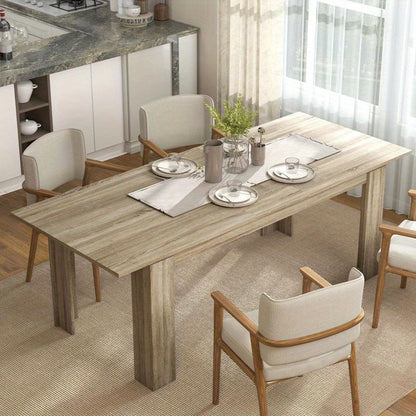 Expandable Dining Table Extendable from 180 to 260cm (70.8” to 102.4”), Seats 6-10 People, Quick Assembly Space-Saving Modern Rustic Wood Table Suitable for Families/Gatherings, Living Room, Dining Room, Kitchen