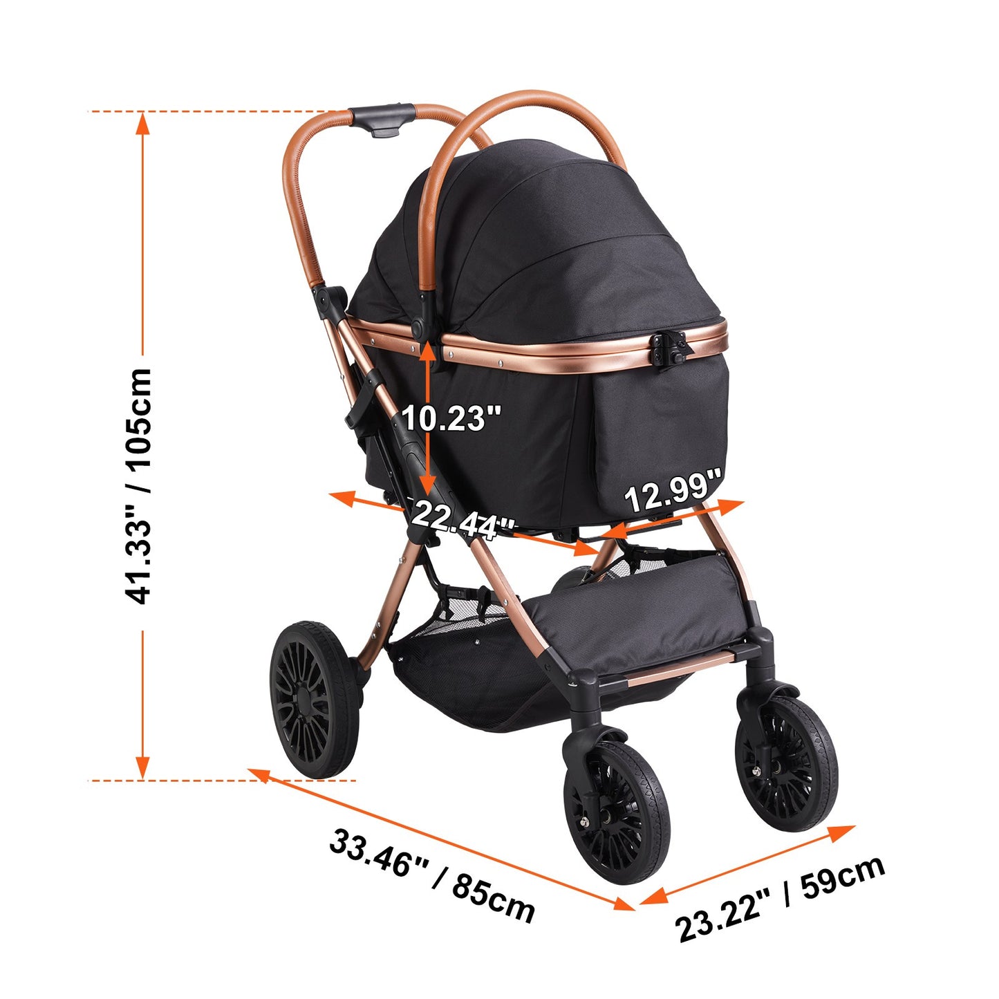 Hondenwagen – Hondenbuggy – Dierenwagen – Huisdierwagen – Pupwagen – Geschikt Tot 30 Kg – Afneembare Draagmand Met Zacht Kussen