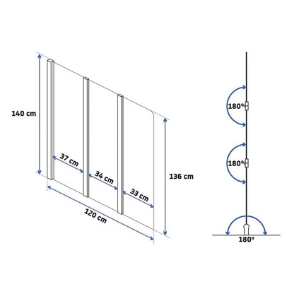 Badkuipzetwand – Badkuipscherm – Douchewand – Douchecabine – Badscherm – Inklapbaar Design – Helder Glas Met Aluminium Profielen