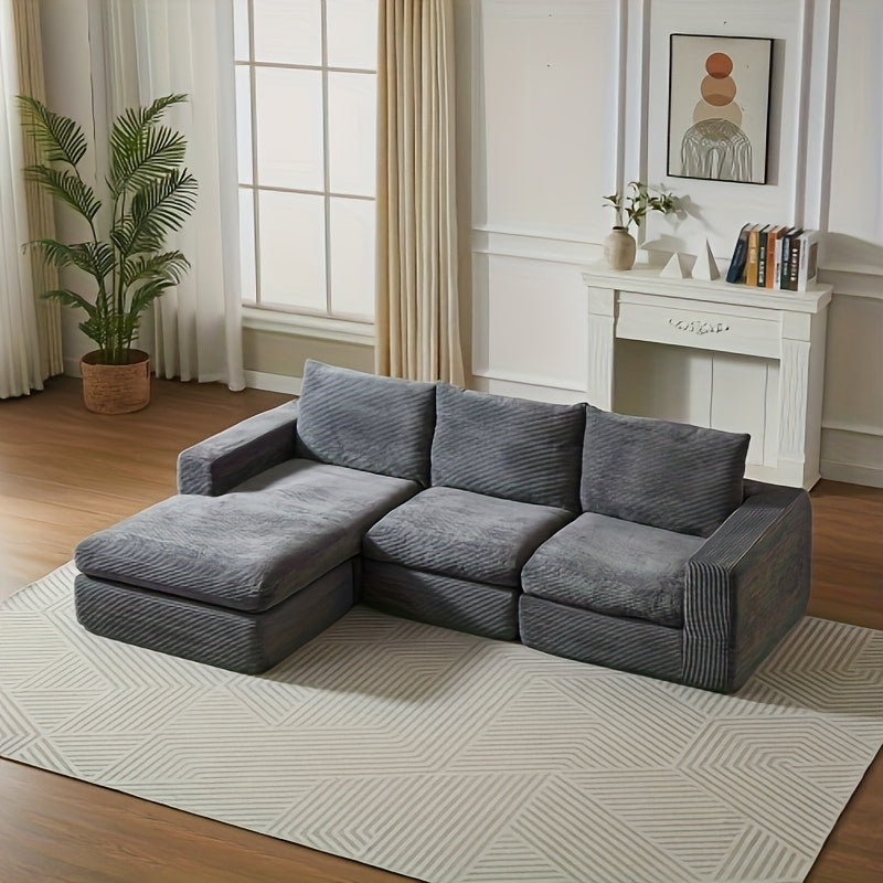 Loungebank – Hoekbank – Zitzakbank – Bankstel – Modulair Sofa – Diep Grijs – Verstelbare Rugleuning – Duurzaam Bamboe Frame