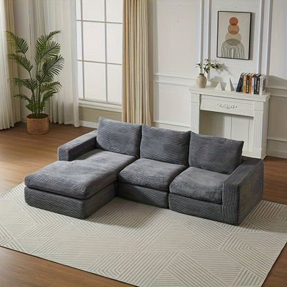 Loungebank – Hoekbank – Zitzakbank – Bankstel – Modulair Sofa – Diep Grijs – Verstelbare Rugleuning – Duurzaam Bamboe Frame