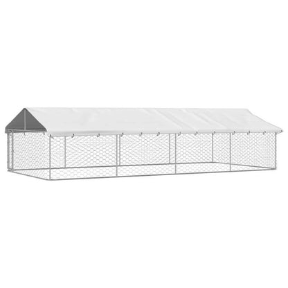 Buitenren – Dierenren – Hondenren – Kattenren – Metaalren – Zilver – Stevige Metalen Constructie – Vergrendelbaar Dak 600x300x150 cm