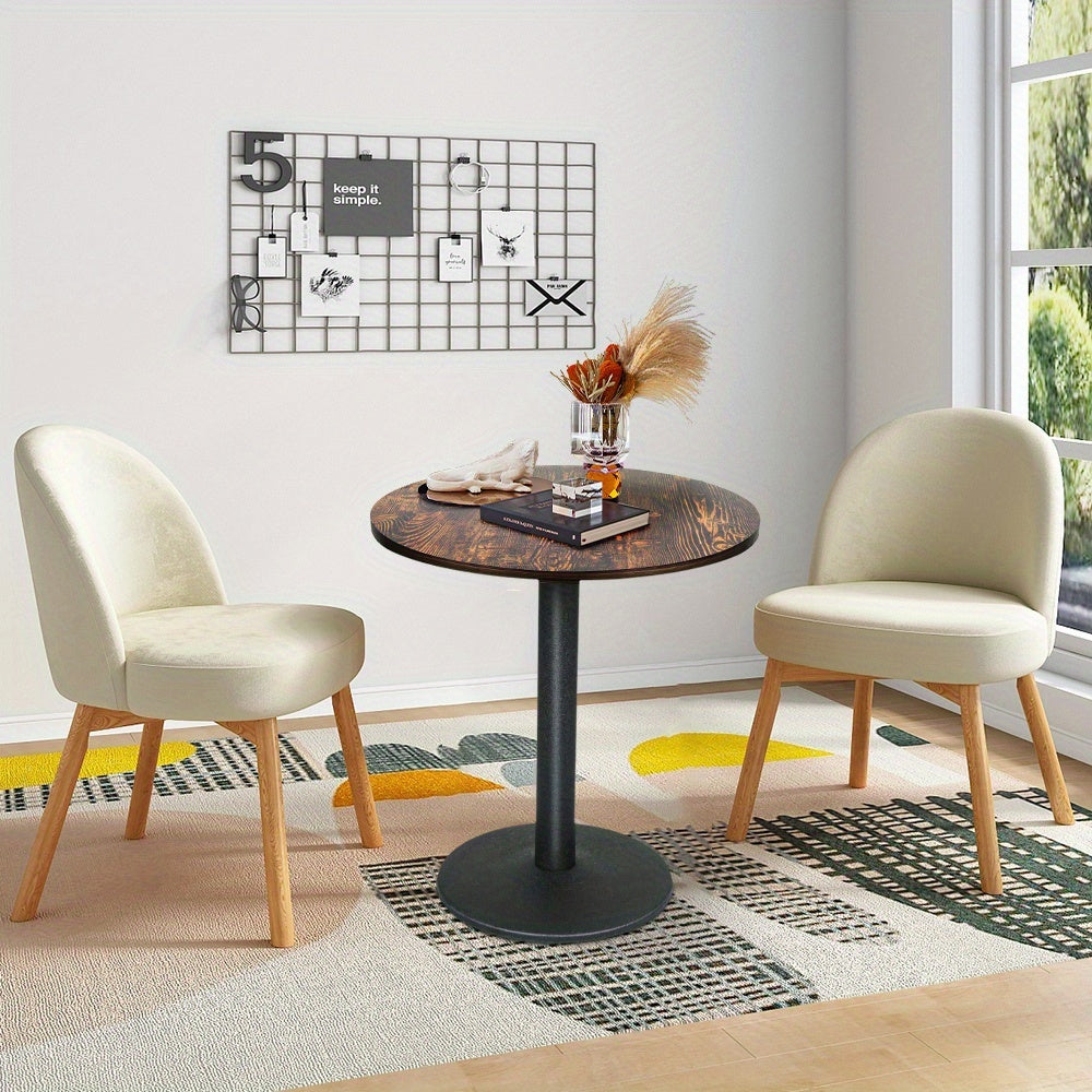 Commercial Grade 4-Seater Round Pedestal Dining Table - Heavy-Duty Wood Construction with Sturdy Central Pedestal Base, Space-Saving Design for Restaurants, Cafes, Bistros & Home - Seats 4 Adults, Durable Modern Minimalist Ta