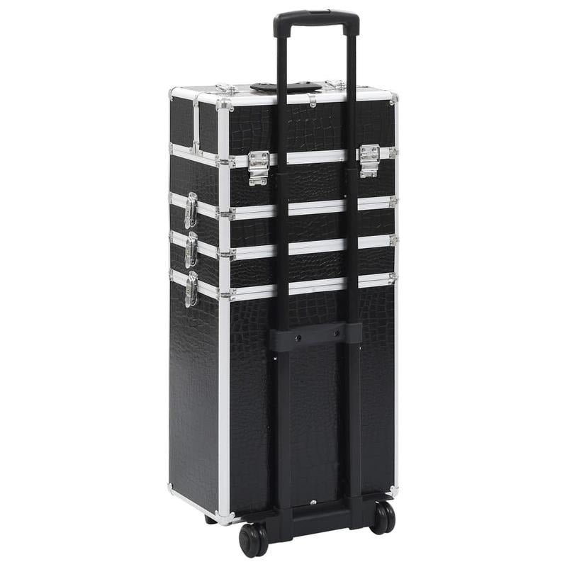 Koffer – Reiskoffer – Handbagage – Trolley – Spinner – Zwart Krokodillenprint – Hardcase Pc – Stil Rijdende Wielen – Ophanghaak