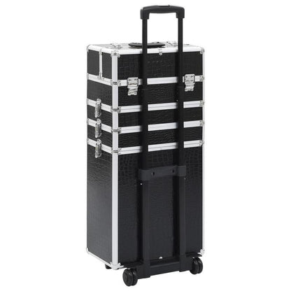 Koffer – Reiskoffer – Handbagage – Trolley – Spinner – Zwart Krokodillenprint – Hardcase Pc – Stil Rijdende Wielen – Ophanghaak