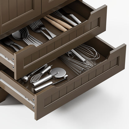 Keukenkast – Opbergkast – Staande Kast – Buffetkast – Organizer – 2 Lades en 2 Deuren – Waterbestendig en Anti-omkantel – Verstelbare Planken – Donkerbruin