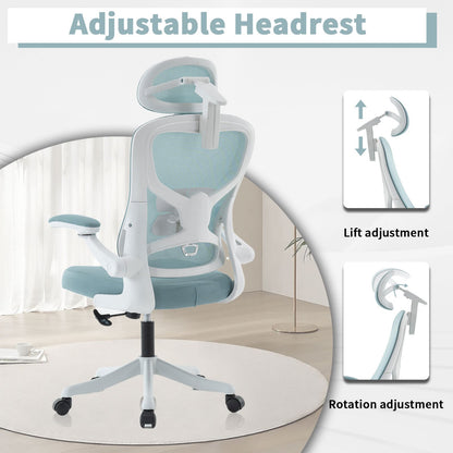 Ergonomic Office Chair, Desk Chair with Adjustable Headrest, Armrests, Lumbar Support, Swivel Chair, Rocker Function, Mesh Executive Chair, Back-Friendly, Office Chair 150 kg