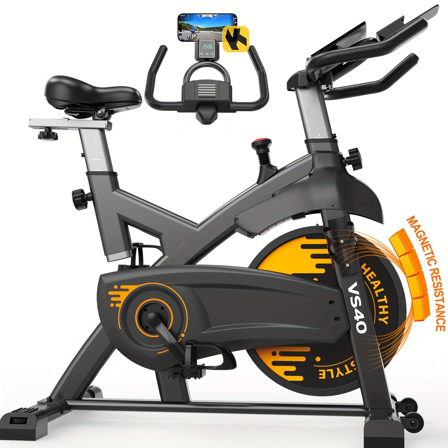 MettleMatic VS40 Exercise Bike Designed for the Whole Family, Magnetic Ergometer, 300W Torque, Large Tablet Holder, Max Load 150kg