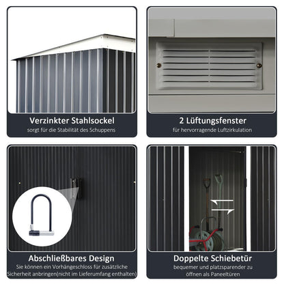 Tuinhuisje – Opbergschuur – Berging – Tuinschuur – Buitenopslag – Metalen Schuur – Schuifdeur – Ventilatieraam – 280x130x172 cm – Stevig Metalen Materiaal
