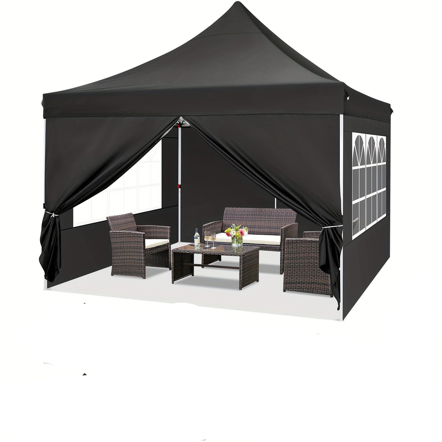 Partytent – Paviljoen – Tuintent – Paviljoen Tent – Overkapping – Pop-up – 3,05x3,05 m – Verstelbare Hoogte – Inclusief 4 Zijwanden