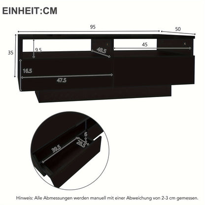 Hoogglans Salontafel – Koffietafel – Sofa Tafel – Woonkamer Tafel – Moderne Salontafel – Zwart – 2 Laden – Duurzaam Hout