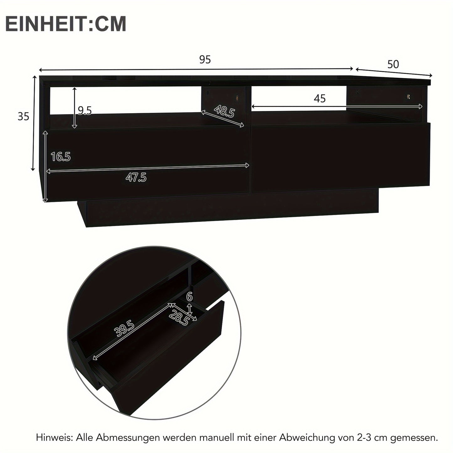 High-gloss Coffee Table With 2 Drawers, Sofa Table, Living Room Table, Modern Center Table, Suitable For Living Room And Bedroom