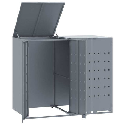 Afvalbak – Vuilnisbak – Containers – Afvalcontainer – Buitenbak – Staal Met Wielen – Ventilatie En Sluitingen – Grijs 138x79x117 cm