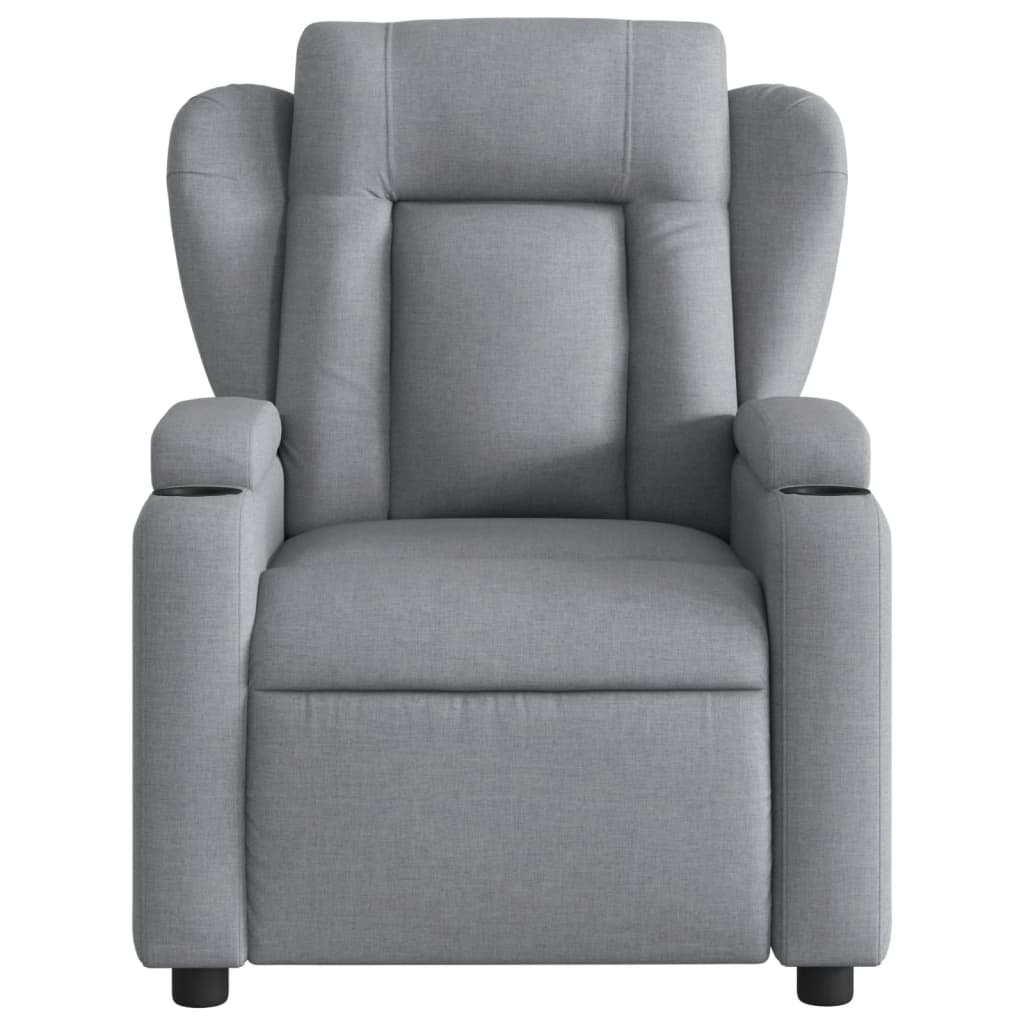 Relaxfauteuil – Relaxstoel – Massagefauteuil – Lounge Fauteuil – Zithoek Stoel – Lichtgrijs – Met Massagefunctie – Handmatig Verstelbaar – Stevig Hout-Metaal Frame