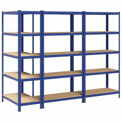 Opbergrek – Stellingkast – Opbergrek – Opbergkast – Rek – 5 Niveaus – Set Van 3 Blauw – Duurzaam Kunststof – Ruime Opbergruimte