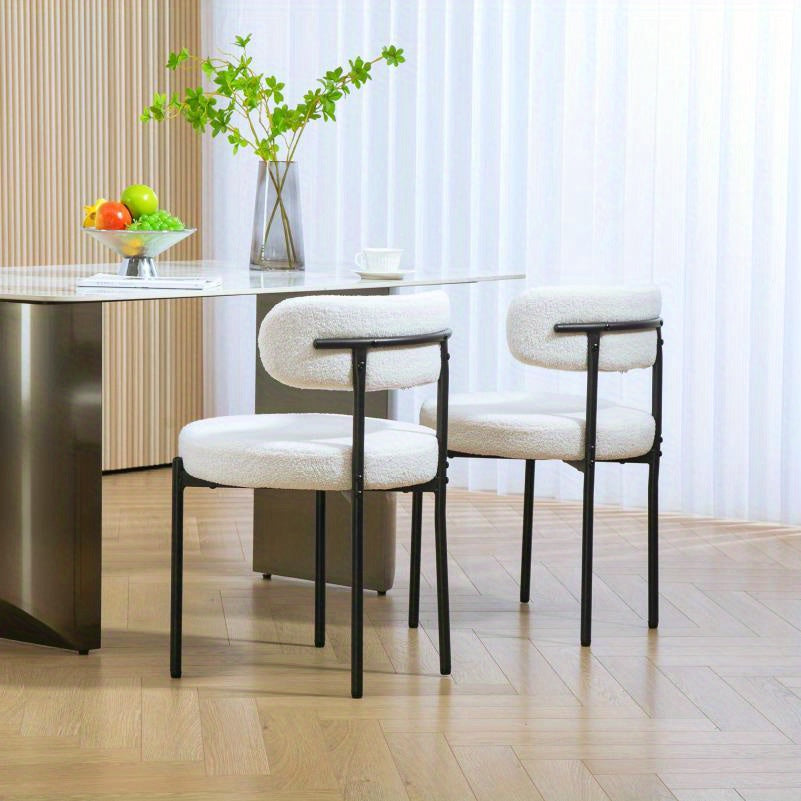 Eetkamerstoelen – Stoelen – Dining Chairs – Zithoekstoelen – Bistro Stoelen – Set van 2 – Zachte Fleece Bekleding – Stevige Metalen Poot