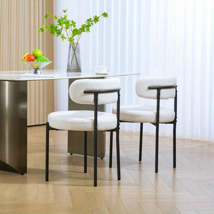 Eetkamerstoelen – Stoelen – Dining Chairs – Zithoekstoelen – Bistro Stoelen – Set van 2 – Zachte Fleece Bekleding – Stevige Metalen Poot