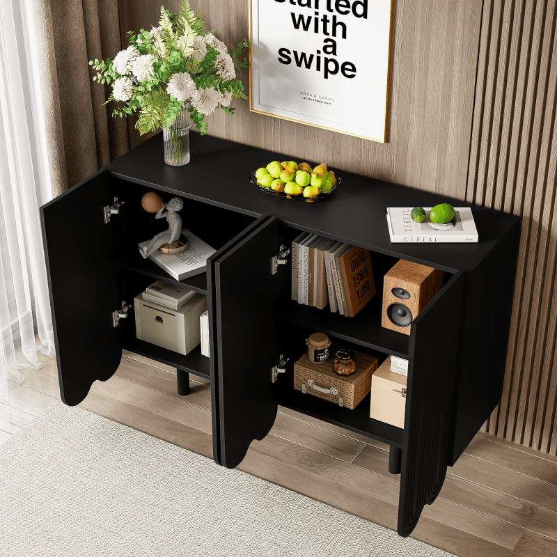 Dressoir – Dressoirkast – Opbergkast – Sideboard – Buffetkast – MDF Zwart – Soft-Close Deuren – Compact Met Veel Bergruimte