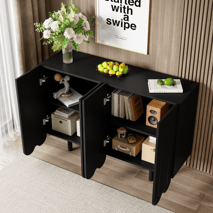 Dressoir – Dressoirkast – Opbergkast – Sideboard – Buffetkast – MDF Zwart – Soft-Close Deuren – Compact Met Veel Bergruimte