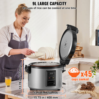 Rijstkoker – Elektrische Rijstkoker – Professionele Rijstkoker – Grote Rijstkoker – Horeca Rijstkoker – 9 Liter Capaciteit – 430 Roestvrij Staal & 3D Verwarming