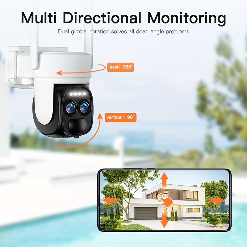 Beveiligingscamera – Camerabewaking – Buitencamera – Bewakingscamera – IP-camera – 2K Resolutie – Zonnepaneel Met PTZ Dual Lens