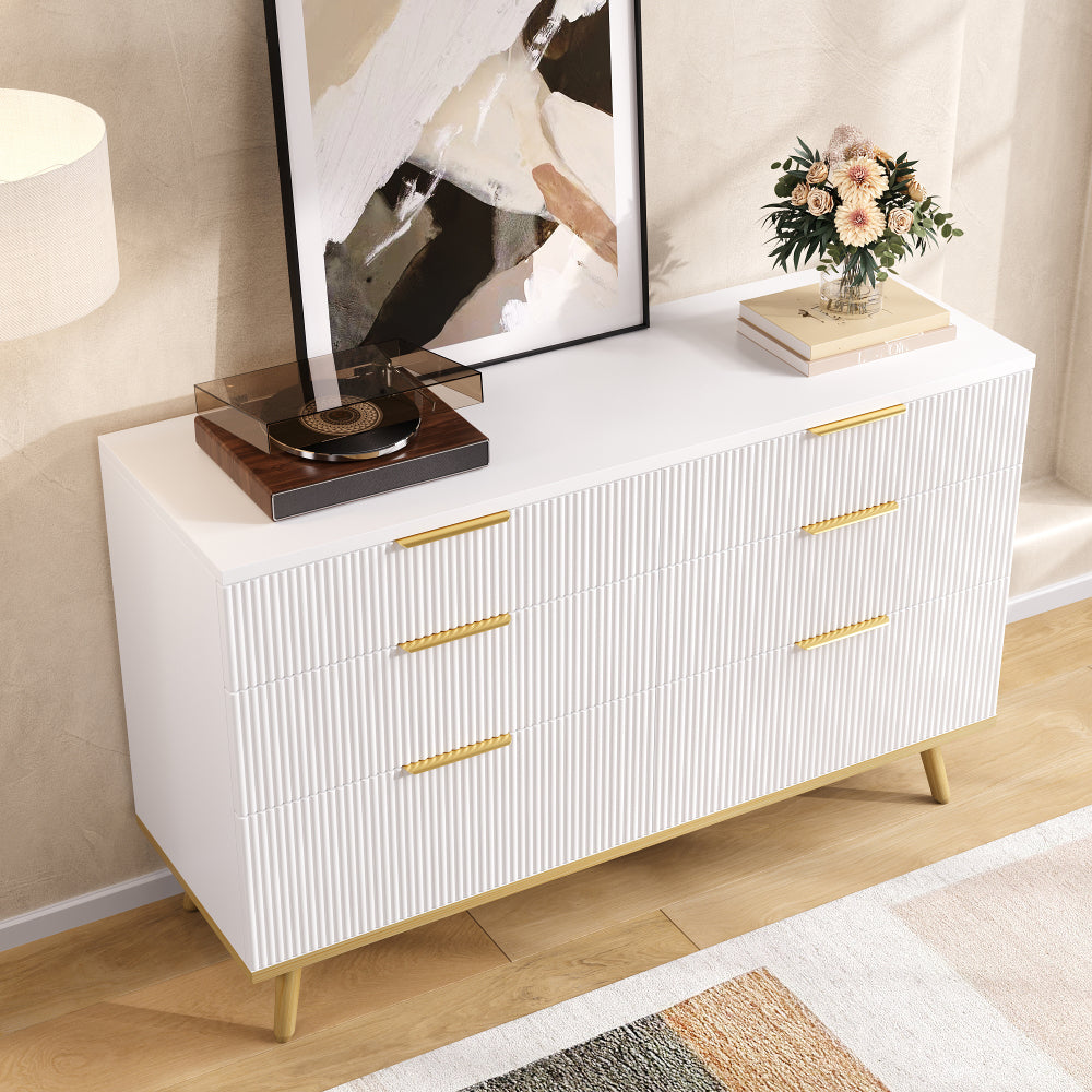 Modern 6-Drawer -Standing Cabinet/Sideboard - Lightweight Sturdy Frame Suitable for, Bedroom & Hallway - Elegant Storage Unit with Spacious Drawers, Modern Furniture (Assembly Required)