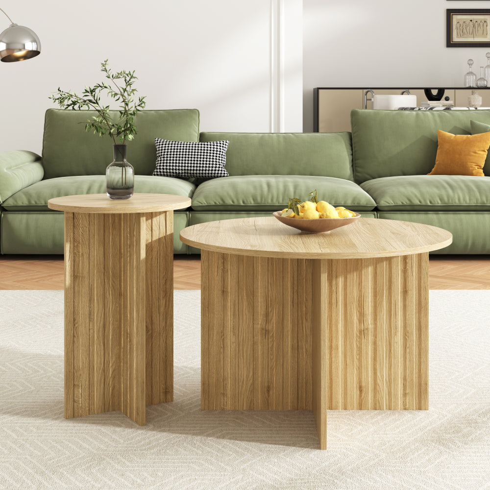 Salontafel – Koffietafel – Bijzettafel – Woonkamertafel – Tafeltje – Scandinavisch Design – Nesting Set – Rond – Metaal – Ruimtebesparend – Duurzaam