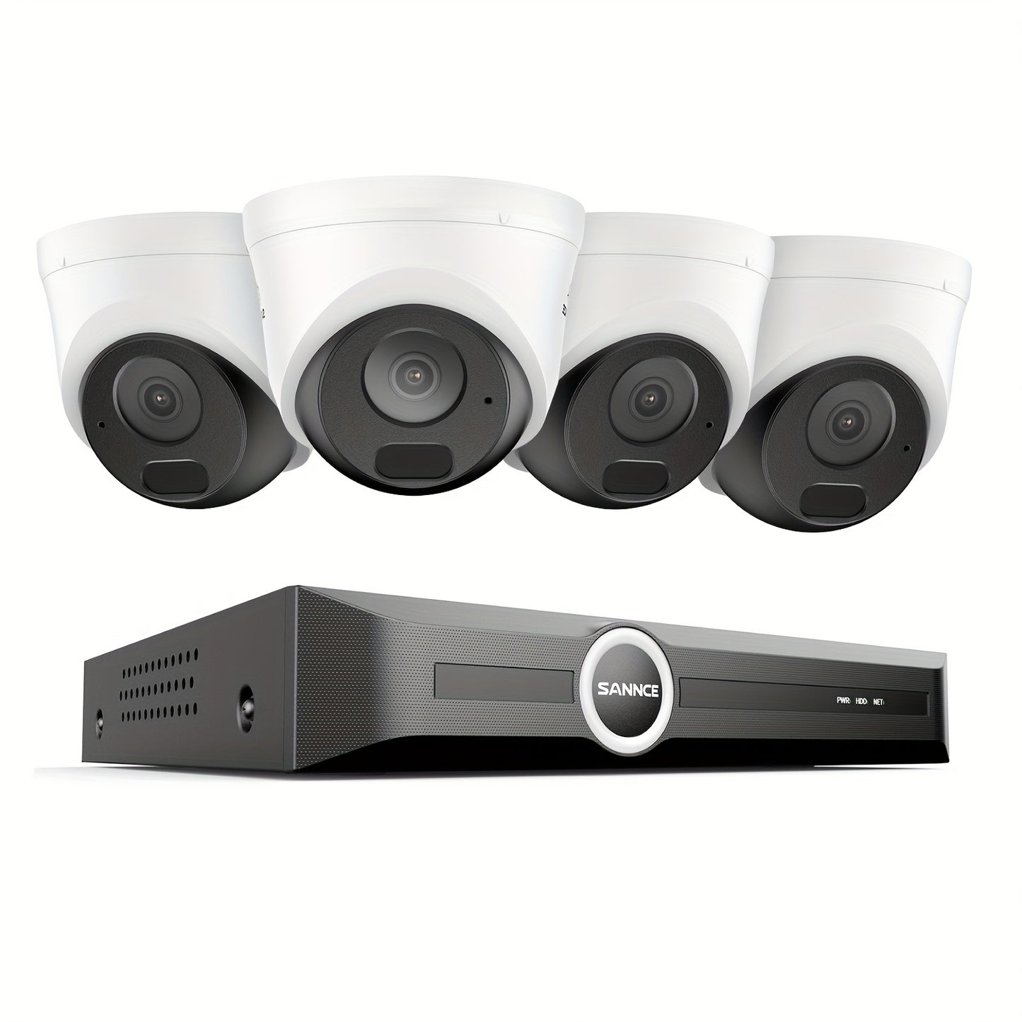 Beveiligingscamera Set – CCTV Camera’s – Toezicht Kamera – Video Bewaking – Veiligheidssysteem – 4x 5MP PoE Camera’s – 6MP NVR Met Audio – Mens- en Voertuigdetectie – Nachtzicht Tot 30 Meter – Zonder Harde Schijf