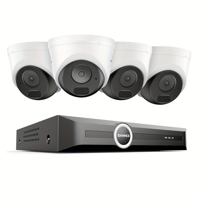 Beveiligingscamera Set – CCTV Camera’s – Toezicht Kamera – Video Bewaking – Veiligheidssysteem – 4x 5MP PoE Camera’s – 6MP NVR Met Audio – Mens- en Voertuigdetectie – Nachtzicht Tot 30 Meter – Zonder Harde Schijf
