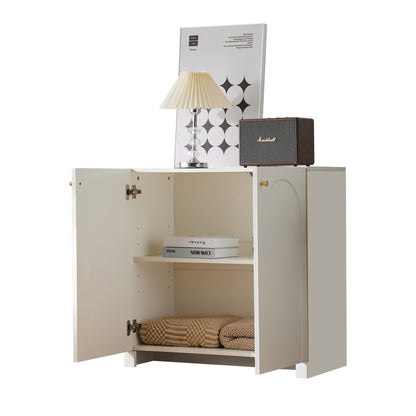 Kast – Opbergkast – Dressoir – Ladekast – Kledingkast – Wit Met Gouden Accenten – Compact 80x40x80 cm – Ruimtebesparend & Praktisch