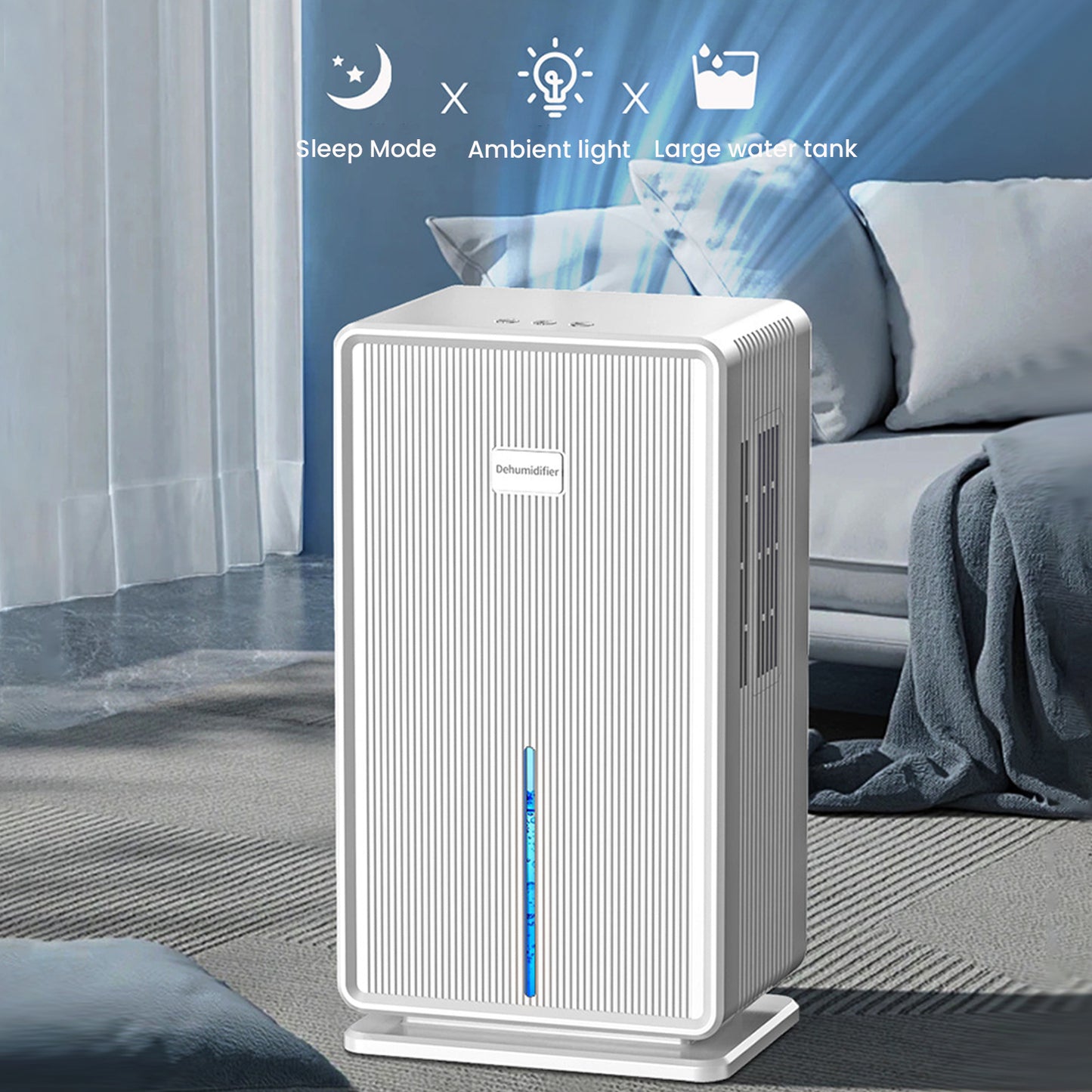 Luchtontvochtiger – Vochtvreter – Luchtontvochtiger Voor Kleine Ruimtes – Stil – 3 Liter Waterreservoir – Fluisterstil Met LED-verlichting