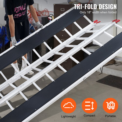Aluminium Oprijplaat – Oprijbrug – Laadhelling – Opvouwbare Ramp – Extra Breed – Draagvermogen 680 kg – 216 x 137 cm – Antislip & Lichtgewicht
